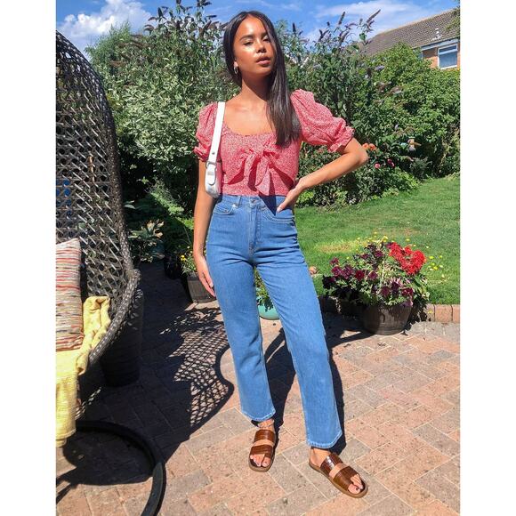 & Other Stories Viscose Floral Print Cropped Tie Front Top Size 4 - Picture 8 of 8